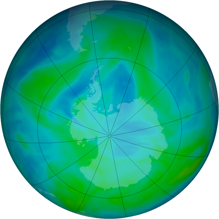 Antarctic ozone map for 02 January 2009